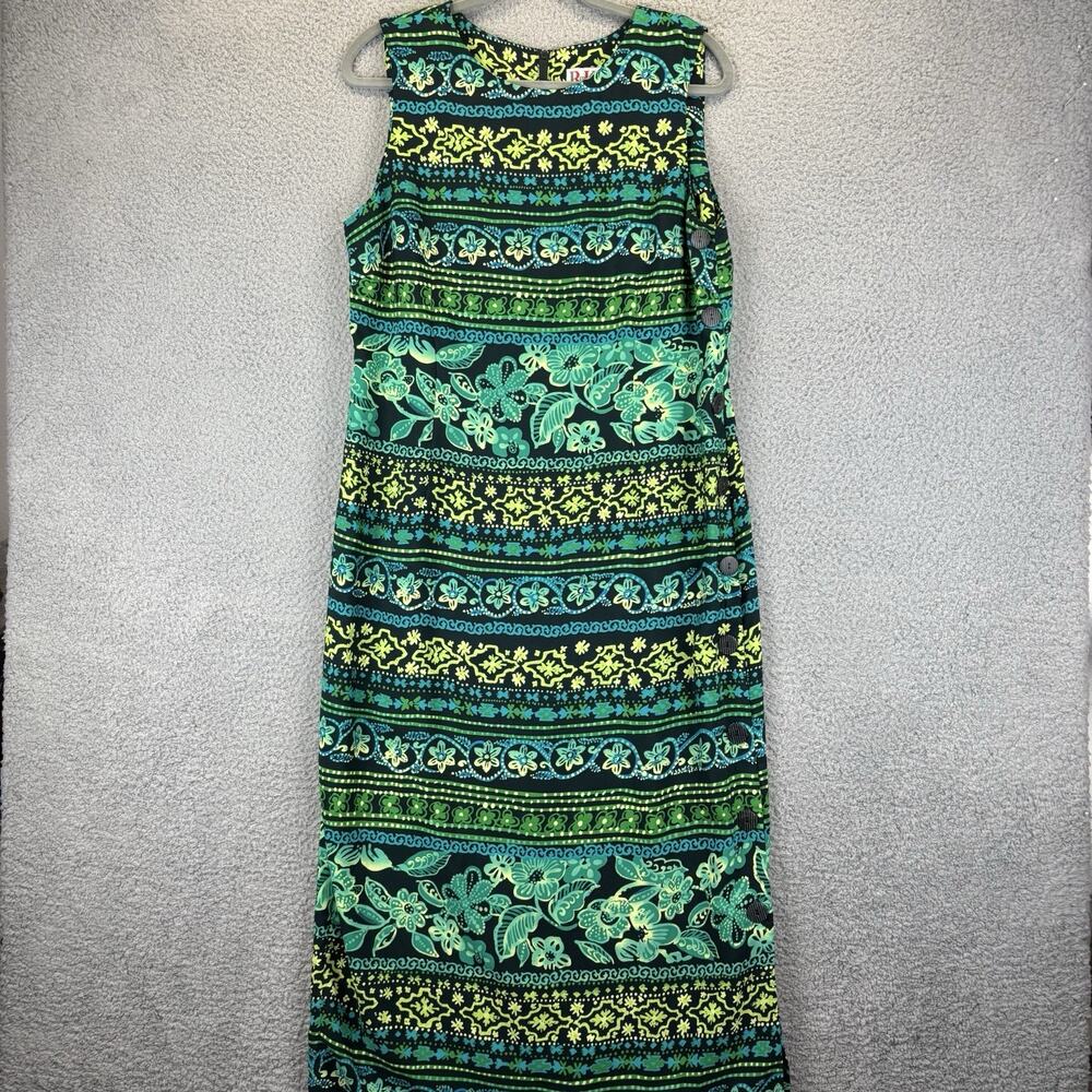 VTG Maxi Dress Sz 12 Resortwear Beach Hawaiian Tropical Island Cruise Floral 90s